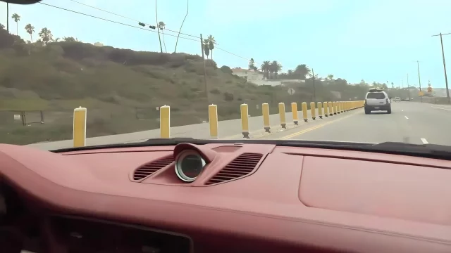 Man Fondles Girlfriend's Pussy In The Car.